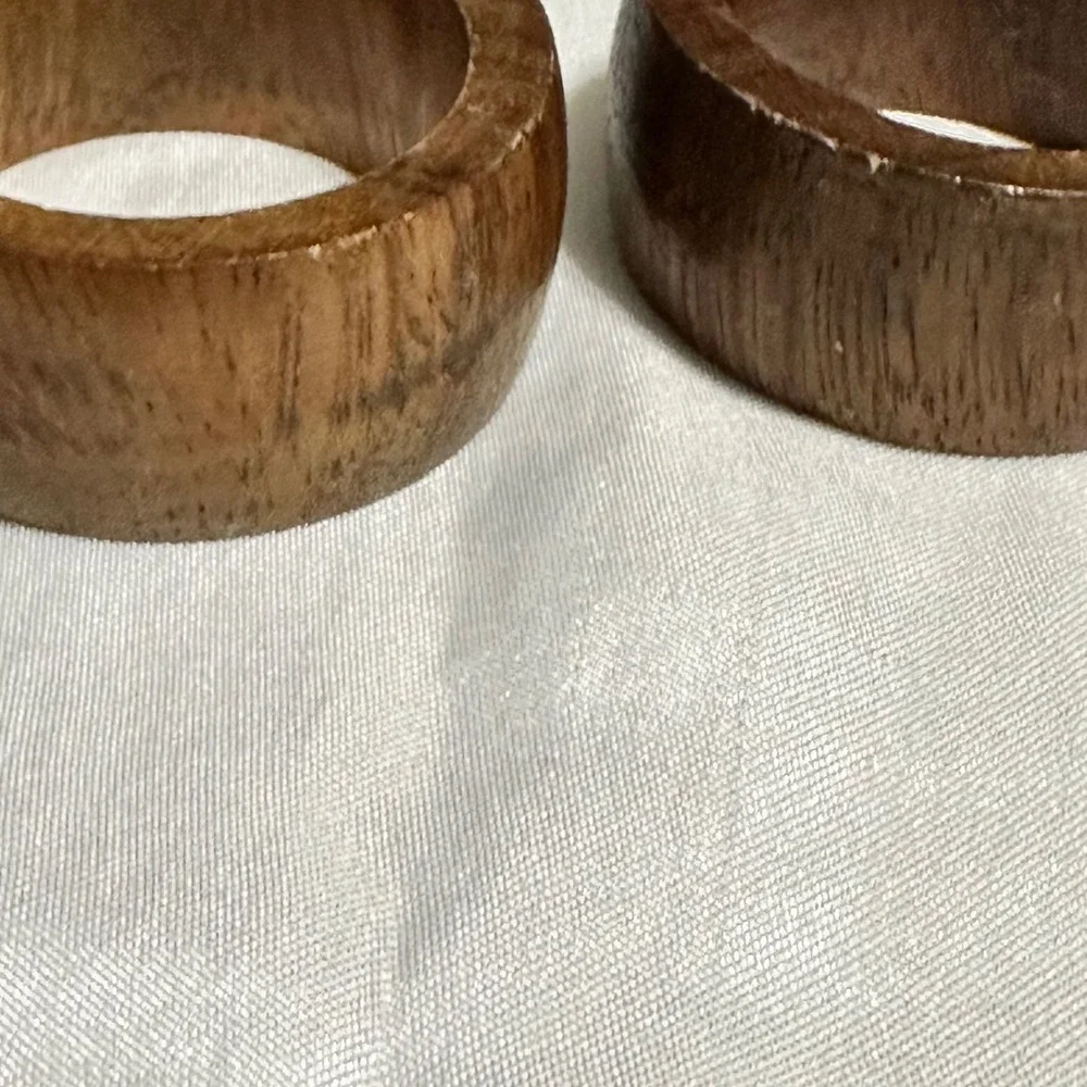 Unbranded Wooden Napkin Rings Set of 4 Brown Good Rustic Mid Century Modern